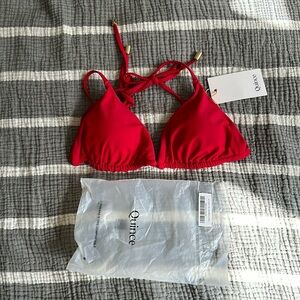 NWT Quince Cherry Red Triangle Bikini Top (fits like size S)